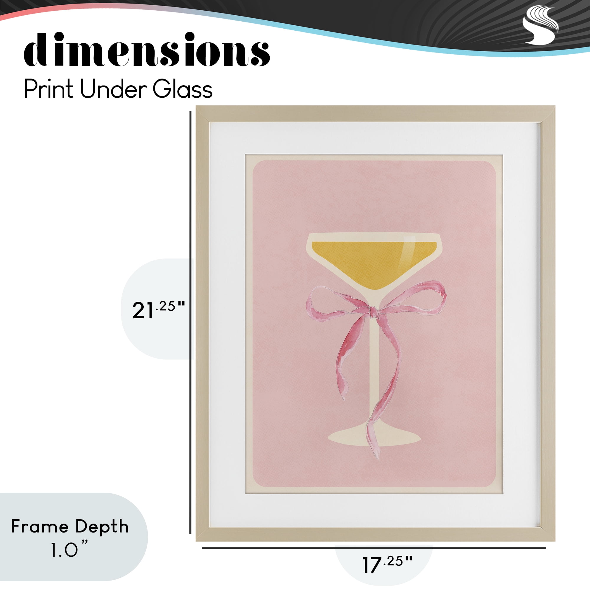 Stupell Industries Champagne Party Glass Birch Framed Print Under Glass, design by Lucille Price