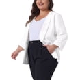 thumbnail image 4 of Agnes Orinda Women's Plus Size Blazers Lapel Collar Open Front 3/4 Sleeve Wear-to-Work Jackets 1X White, 4 of 6