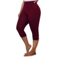 thumbnail image 2 of FNFYFH Clearance Womens Yoga Capris No Ride Up Pants,Wine, 2 of 10