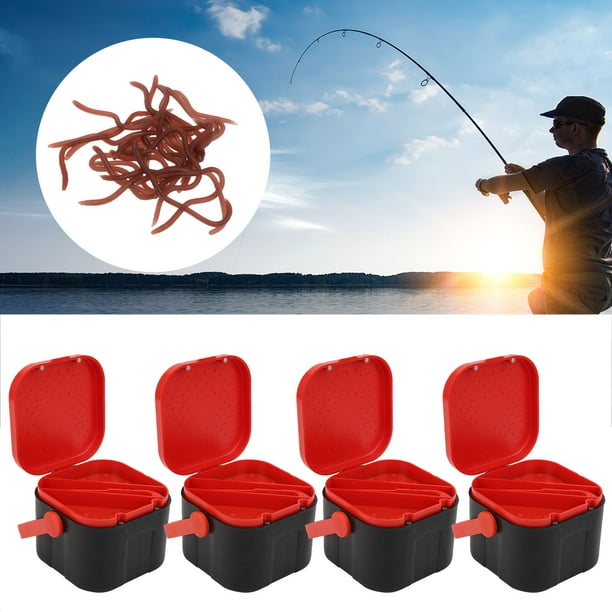 FLAMEEN 4pcs Portable Plastic Fishing Bait Holder Box Worm Earthworm Lure  Storage Case With Clip,Fishing Bait Case,Fishing Bait Box 