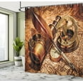 thumbnail image 5 of Ambesonne Brown Shower Curtain, Compass Goose Quill Pen, 69"Wx70"L, Orange Brown, 5 of 5