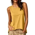 thumbnail image 2 of SwiftWear Women's Crew Neck Tank Top with Asymmetric Hem Cross Back Summer Sleeveless Casual Top Soft Stretch Everyday Wear​, 2 of 8