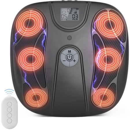 Rechargeable Foot Massager with EMS & TENS, Electric Foot Massager for Muscle Relaxation & Comfort, 10 Modes 20 Intensity Levels, Portable & Cordless Design (Black)