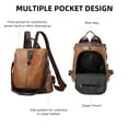 thumbnail image 3 of TFixol Sac à Dos en PU Élégant pour Femmes, Design Rétro avec Fonction Anti-Vol, Multiples Poches, Imperméable, Marron, 3 of 6