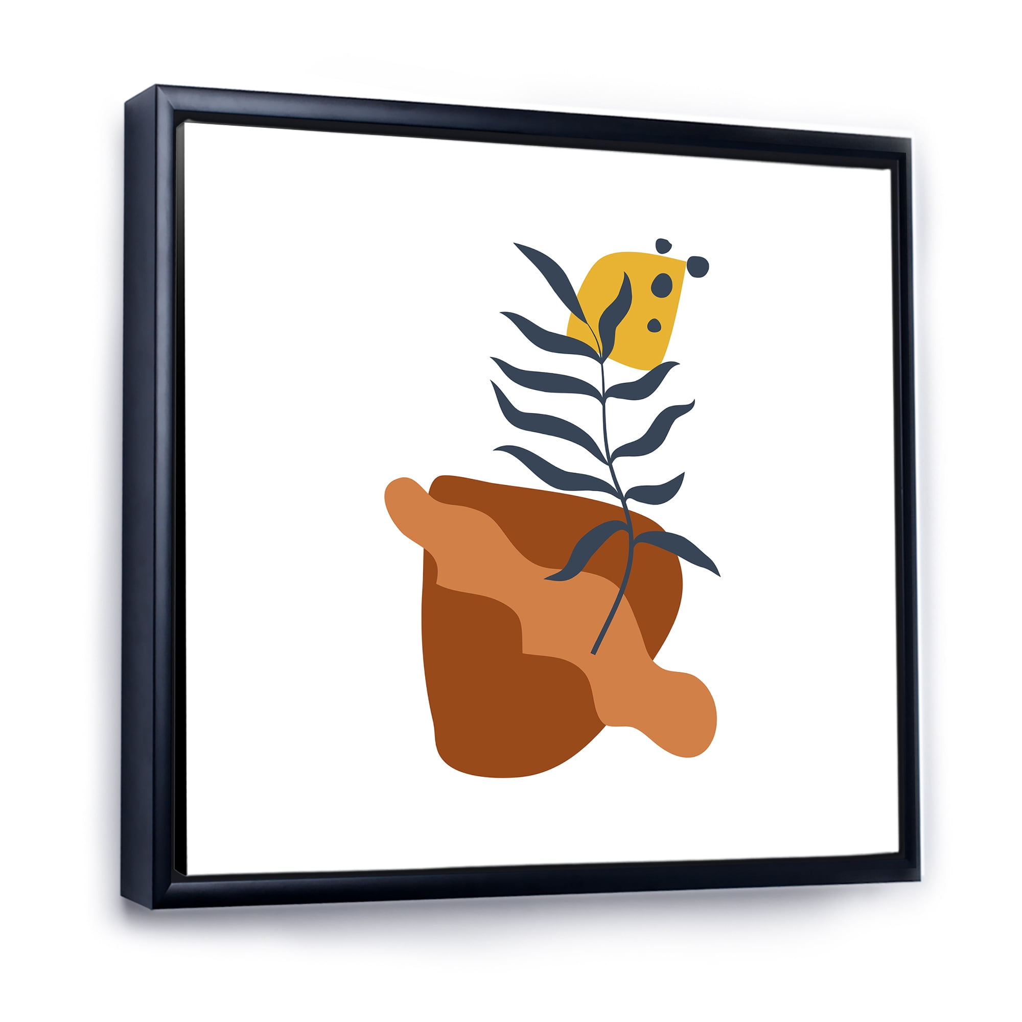 Designart 'Abstract Flowers Plants With Elementary Shapes VI' Modern Framed Canvas Wall Art Print