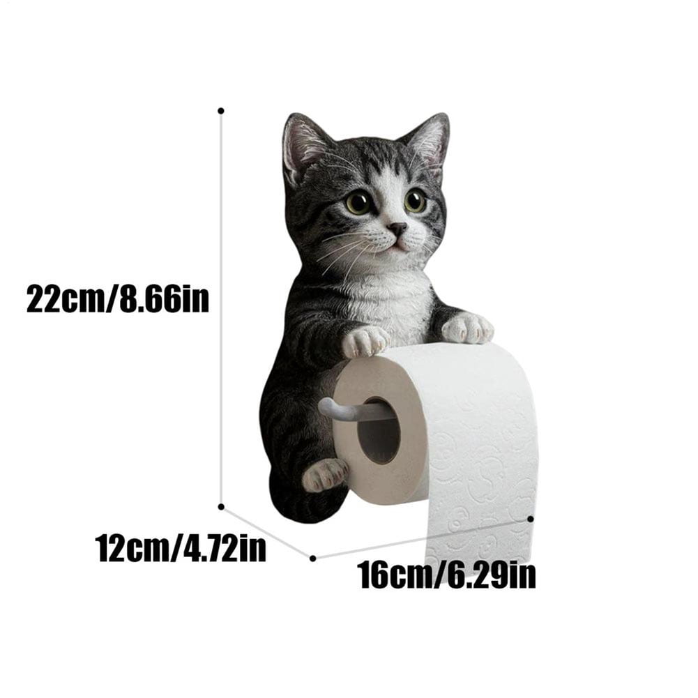 CARRFA Funny 3D Cat Toilet Roll Holder, Creative Cat Sculpture Paper Holder, Decorative Towel & Tissue Wall Mount for Bathroom Kitchen Decor Gifts for Cat Lovers