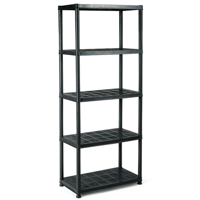 Gymax 5-Tier Storage Shelving Freestanding Heavy Duty Rack 36"L X 18"W X 73"H Black