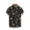 thumbnail image 5 of Men's Christamas Shirt Short Sleeve Button Down Blouses Casual Xmas Print Lapel Basic Tops 2025 Trendy Festival Gift (2XL, Black), 5 of 5