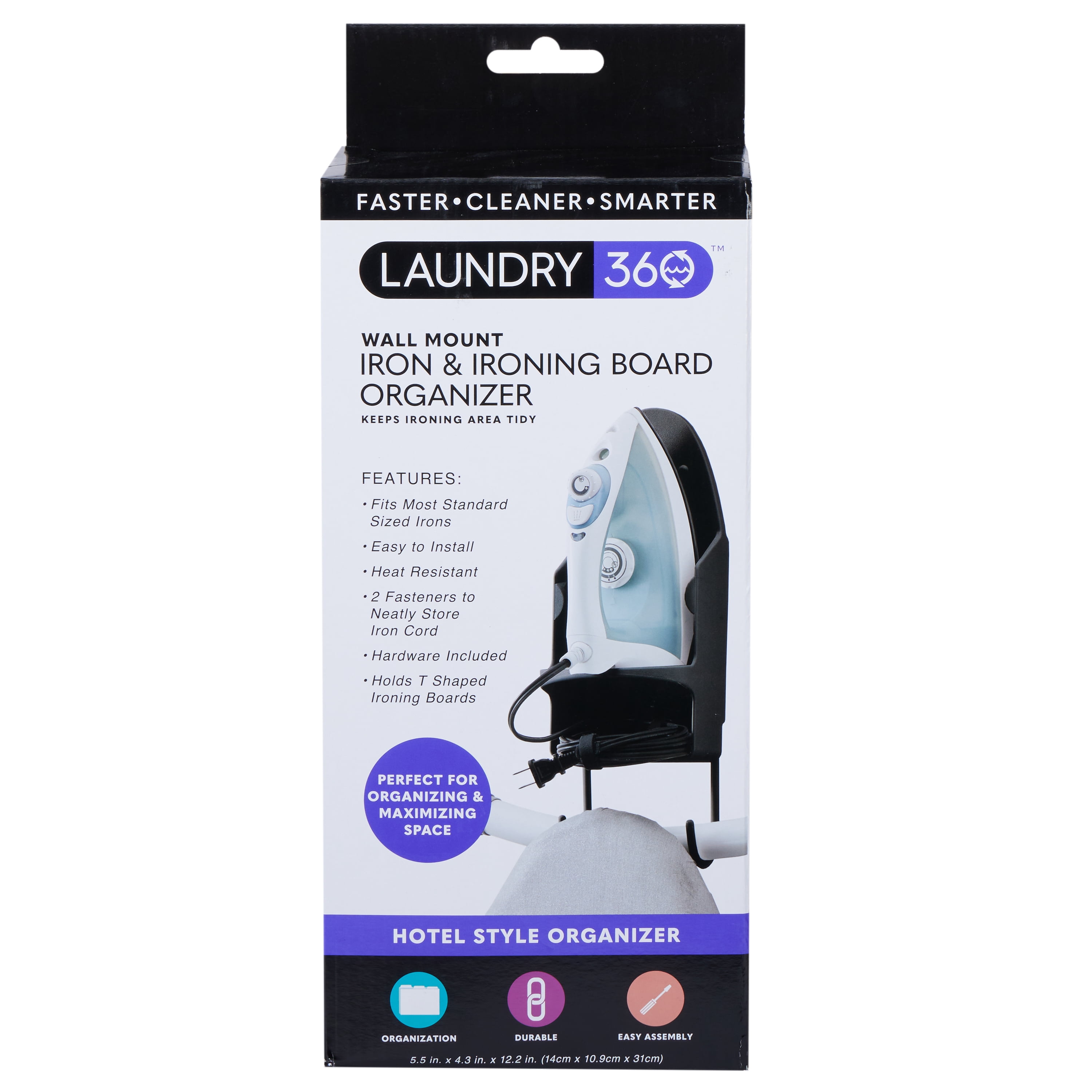 Laundry 360 Wall Mount Ironing Organizer in Black