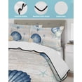 thumbnail image 4 of Quilts Queen Size Bedding Set, Navy Blue Shell Coastal Lightweight Quilted Comforter, Starfish Coral Summer Beach Ocean Soft Reversible Bedspread Coverlet with Pillow Covers for All Season, 90" x 96", 4 of 7