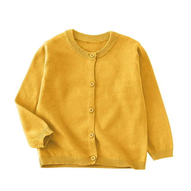 Tranfacy Chemises à Manches Longues pour Filles, Hauts d'Automne, Chandails Bouttion en Tricot Polaire Uni pour Enfants à Manches Longues à Col Rond pour Enfants