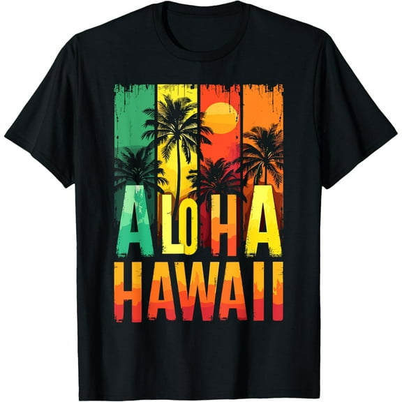 Aloha Hawaii Hawaiian Island T-ShirtMen's and women's short-sleeved pure cotton shirts