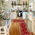 thumbnail image 5 of Christmas Kitchen Rugs Set of 2 Merry Christmas Kitchen Mats for Floor Winter Decor Holly Pine Branches Leaves Red Kitchen Rugs for Xmas Kitchen Bedroom Farmhouse Decorations, 5 of 6