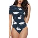thumbnail image 1 of Balery Cartoon Swan Body de cuello redondo de manga corta para mujer Tops de manga corta Tops básicos-Medium, 1 of 7