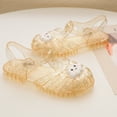 thumbnail image 4 of Piuwrlz Versatile Jelly Sandals Sandals for Little Girls Peep Toe Shoes Breathable Lace-Up Jelly Sandals Gold Size 4.5 Years, 4 of 5