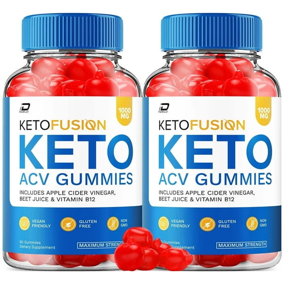 Keto Fusion Keto ACV Gummies Supplement – KetoFusion Apple Cider Vinegar 1000MG, 2 Pack, 120 Gummies