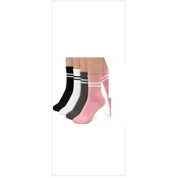 TELOLY 5Pairs Crew Socks,Comfortable Black Mid-Calf Socks,Versatile Wear Socks