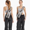 thumbnail image 6 of Sling Backpack,White Halloween Skull Pumpkin Pattern Crossbody Bag with Water Bottle Holder,Waterproof Sling Bag for Men/Women with Chest Phone Holder for Hiking,Travel, 6 of 6