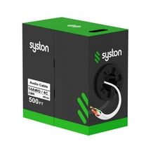 SYSTON CABLE TECHNOLOGY 14/4 Stranded OFC Audio Cable, UL/ETL CL3R/FT4/CMR 14 Gauge 4 Conductors Speaker Wire, Oxygen Free Copper Indoor Outdoor UV-Resistant RoHS-Compliant White 500 ft
