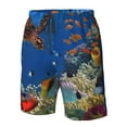 thumbnail image 5 of Kll Colorful Coral Reef Men'S Casual Summer Beach Shorts Hawaiian Shorts With Pockets-Small, 5 of 9