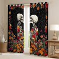 thumbnail image 2 of Feelyou Romantic Couple Skeleton Black Out Curtains, Mandala Flower Floral Curtains Pack of 2 (42x63 Each), Mystic Bohemian Galaxy Bedroom Curtains, Curtains and Drapes Decor, 2 of 6