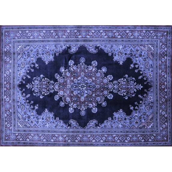 Ahgly Company Indoor Rectangle Medallion Blue Traditional Area Rugs, 6' x 9'