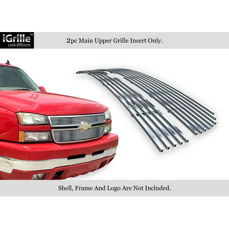 Chevy Chevrolet Silverado 2500 Grille - Compatible with 2005-2006 Chevy Silverado 1500 2500 HD 3500 07 Silverado Classic Style Stainless Steel Silver 8x6 Horizontal Billet Grille Insert N19-C60356C