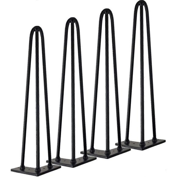 Set Of 4 Hairpin Table Legs, 35cm Diy Metal Legs, Three Iron Bars, Stronger, With Screws And Floor Protectors