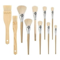 10 PCS Assorted Size Paint Brush Gilding Brush Hair Duster Flat Brush Sweep Mops for Watercolor, Wash, Ceramic