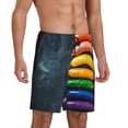thumbnail image 2 of Xecao Rainbow Sausages On Dark Slate Print Men's Sleepwear Shorts Pajama Bottom Lounge Short ,Nightwear with Convenient Pockets for Relaxed Home Wear-Large, 2 of 6