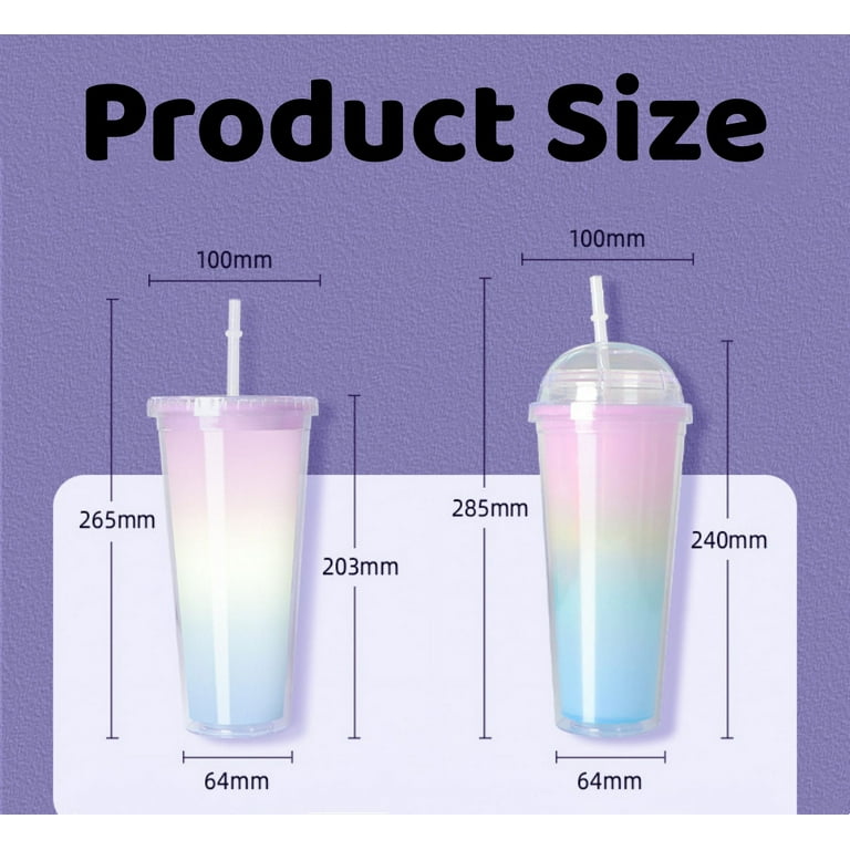 24oz DIY Studded Tumbler with Lid and Straw, Reusable Color Change Plastic  Cup, Double Walled Iridescent Travel Tumbler for Iced Coffee, Cold Water,  Smoothie, Wide Mouth, Spill Proof (Flat Cover) - Walmart.com
