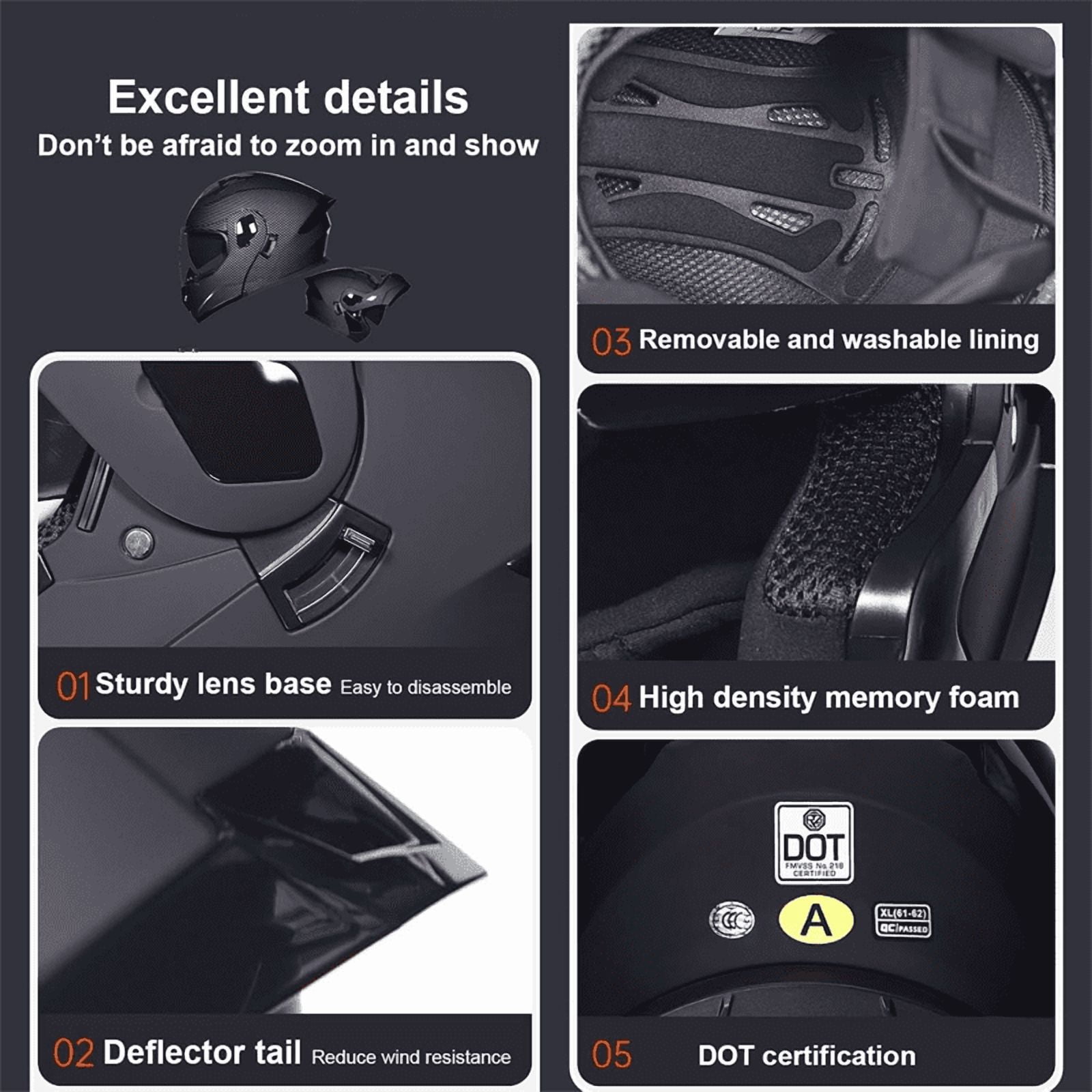 DOCRELD Bluetooth Modular Motorcycle Helmet,Motorcycle Helmet,DOT Approved,Dual Visor Full Face Flip up Integrated Motorcycle Helmets,Built-in Dual Speaker Microphone,Waterproof Adults Men Women