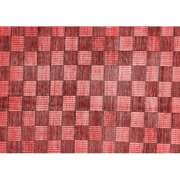 Ahgly Company Indoor Rectangle Checkered Red Modern Area Rugs, 5' x 8'