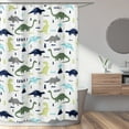 thumbnail image 4 of Sweet Jojo Designs Mod Dinosaur Navy Blue, Turquoise, Lime Green, Olive Green, Grey and White Fabric Shower Curtain 72x72, 4 of 5