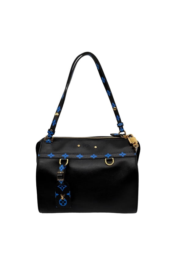 Pre-Owned Louis Vuitton Speedy Amazon MM Leather Monogram Canvas Shoulder Bag Blue Noir