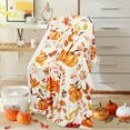 thumbnail image 2 of 1pc Autumn Harvest Blanket - Soft Flannel Pumpkin and Maple Leaf Pattern, 2 of 4