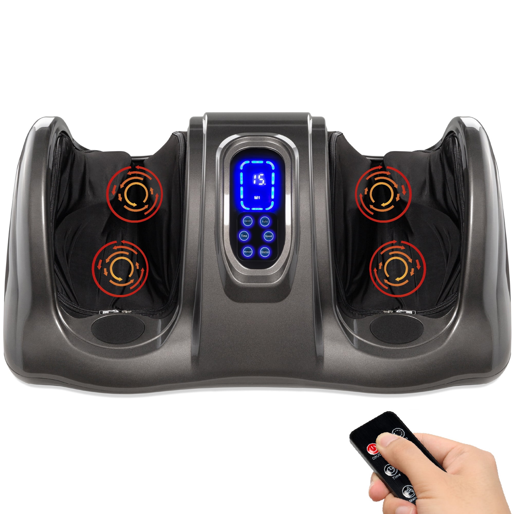 Best Choice Products Therapeutic Kneading & Rolling Shiatsu Foot Massager w/ High Intensity Rollers, Remote - Gray