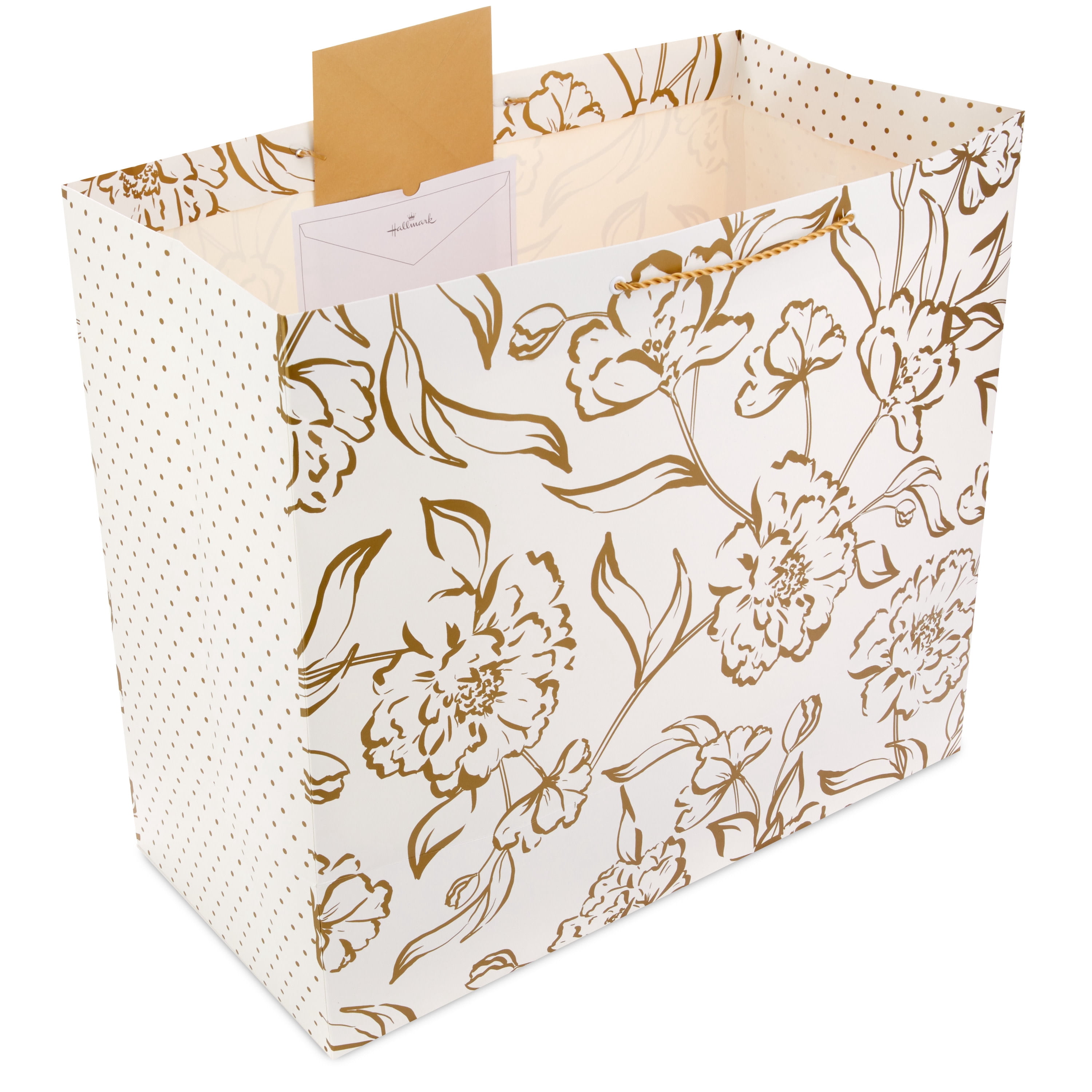 Hallmark 19" Jumbo Horizontal Gift Bag (Elegant Gold Floral)