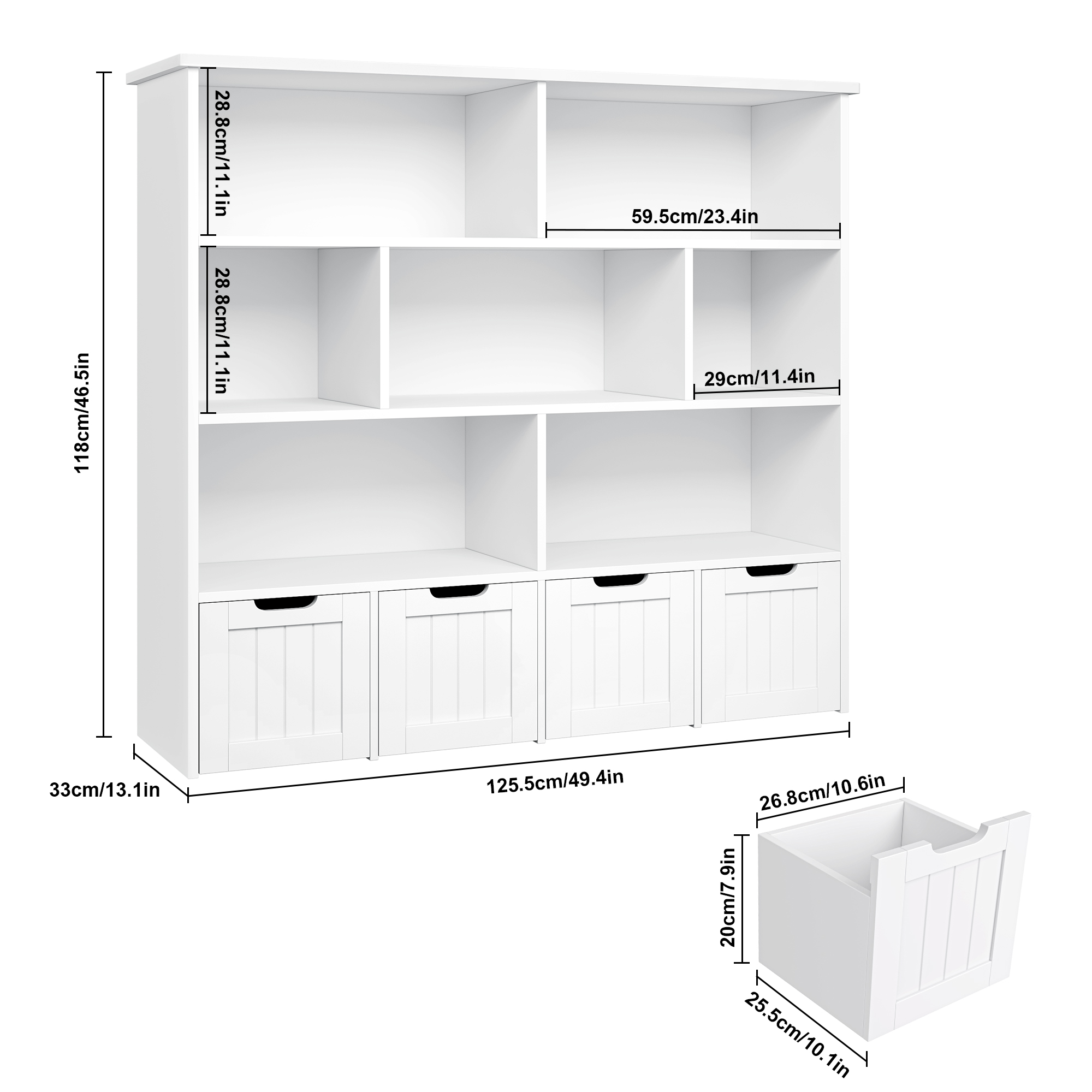 Homfa 7-Cube Toy Storage Organizer with Drawers, White photo 3