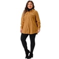 thumbnail image 3 of DARING DIVA Women's Plus Corduroy Shirts Button Down Shackets Jacket 3X Brown, 3 of 6