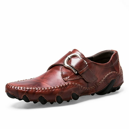 

Men Buckle Genuine Leather Moccasins Casual Octopus Anti-Slip Shoes for Daily