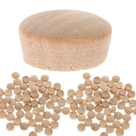Raindrops 50 Pcs Beige Flat Wood Plugs for Furniture Repair and Bottle Sealing, Wood Plug Covers