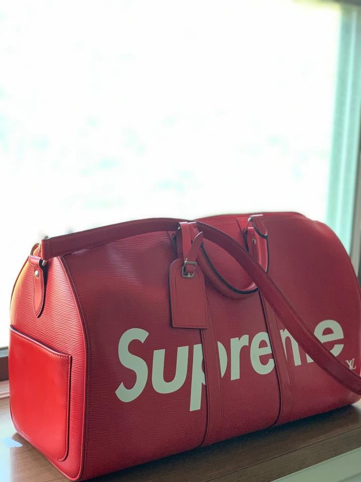 Louis Vuitton x Supreme LV Supreme Red Epi Keepall 45 with Strap -