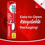 Colgate 360 Advanced Whitening Toothbrush Pack, Soft Adult Toothbrushes, 2 Pack