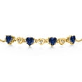 thumbnail image 2 of 18K Yellow Gold Plated Silver Blue Created Sapphire and White Lab Grown Diamond Bracelet for Women (3.24Cttw, Gemstone September Birthstone, Heart Shape 6X6MM, Fully Adjustable up to 9 inches), 2 of 5