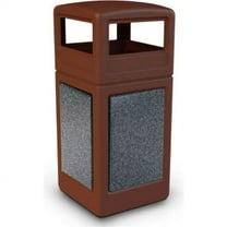 Commercial Zone 720422K 42 gal StoneTec Square Dome-Lid Square Waste Container, Brown