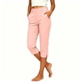 thumbnail image 3 of Plus-Size Athletic Pants for Women Stretch Pants Mid Straight Leg Cropped Trousers With Pockets Split Hem Casual Work Dress Pants L, 3 of 9