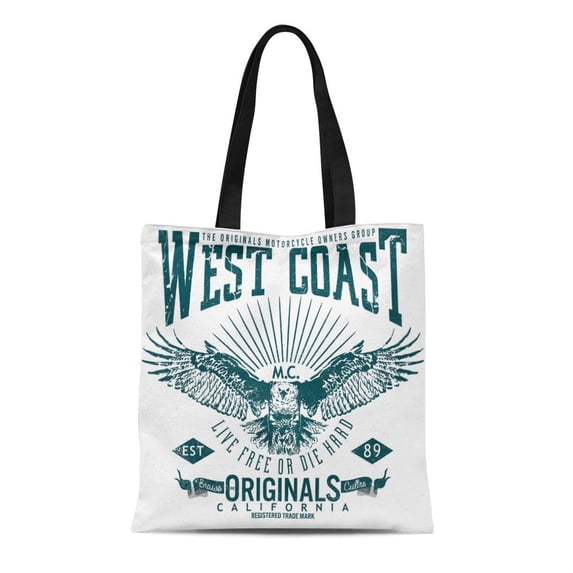 SIDONKU Canvas Tote Bag Old West Coast Original Tee Graphics Vintage Biker Motorcycle Reusable Shoulder Grocery Shopping Bags Handbag