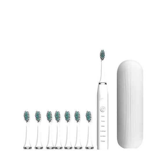 Cepillo de dientes sónico eléctrico de 32000 vibraciones por minuto con 8 cabezales de repuesto, 6 modos de limpieza, USB recargable, estuche de viaje incluido, para adultos y niños
