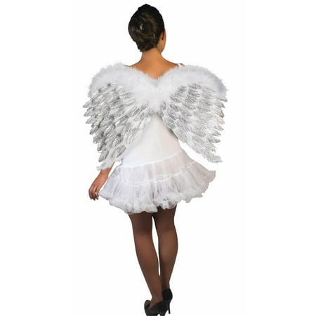 - Glitter White Feather Angel Wings - One-Size